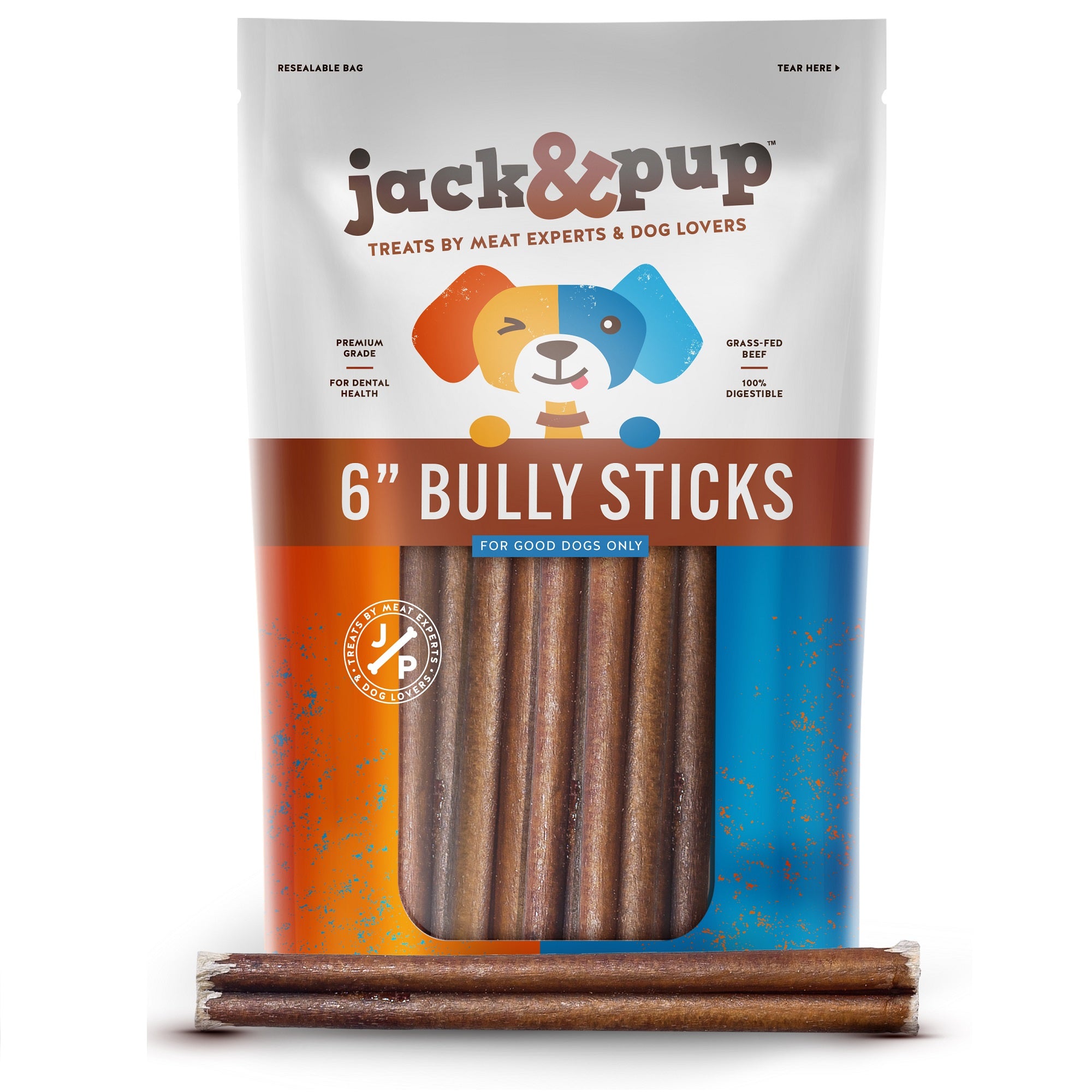 Odor Free Bully Sticks - 6 Inch Thick - Jack&Pup