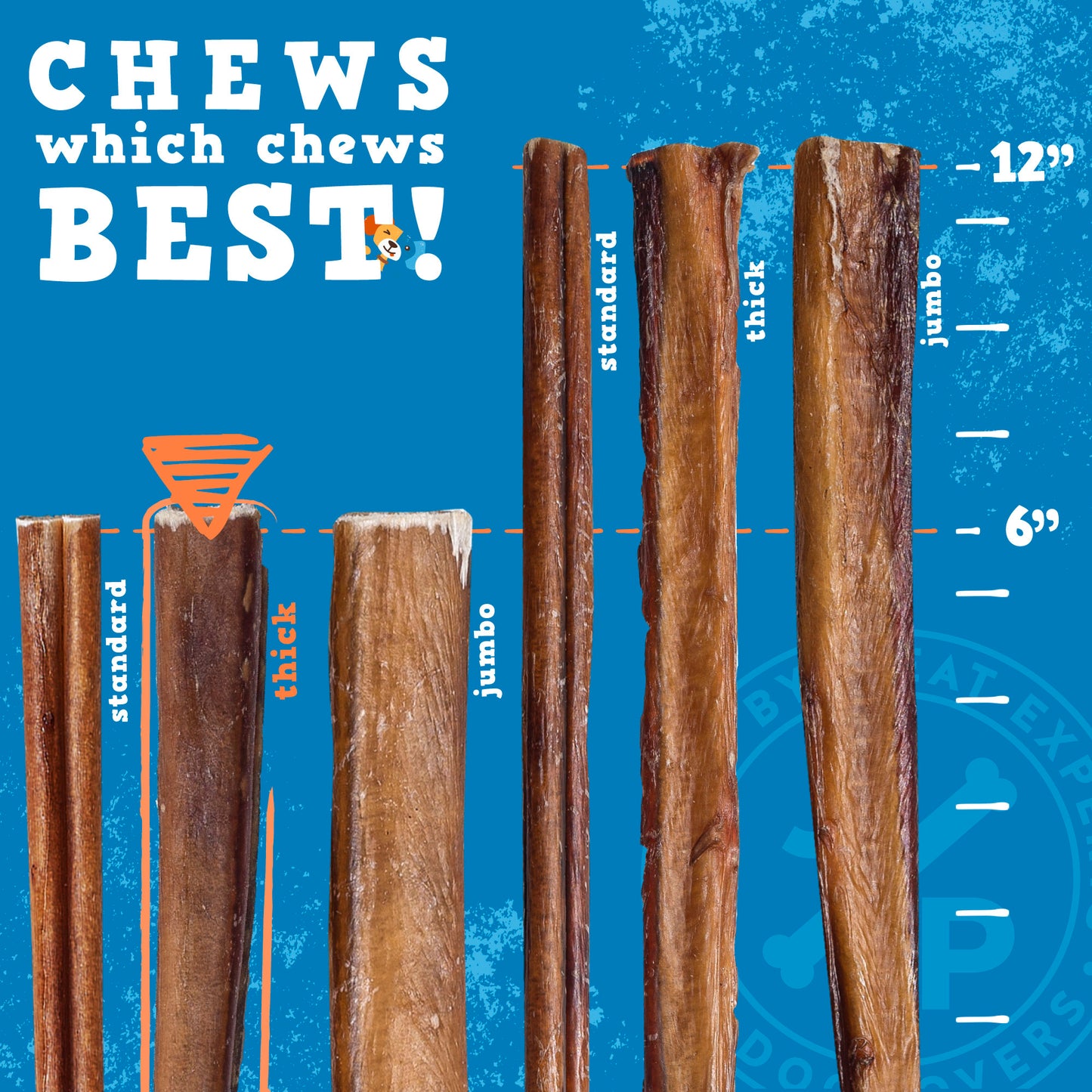 Odor Free Bully Sticks - 6 Inch Thick