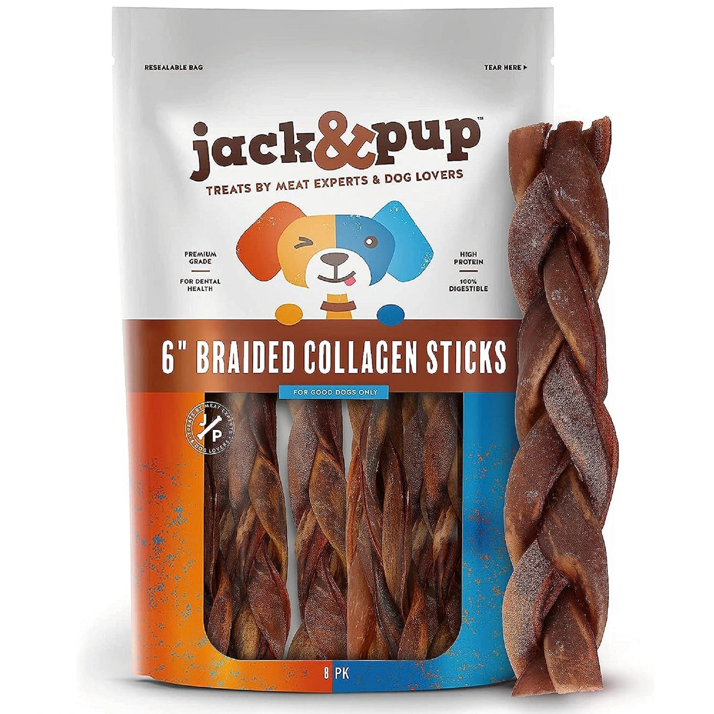 Braided Collagen Sticks - 6 Inch