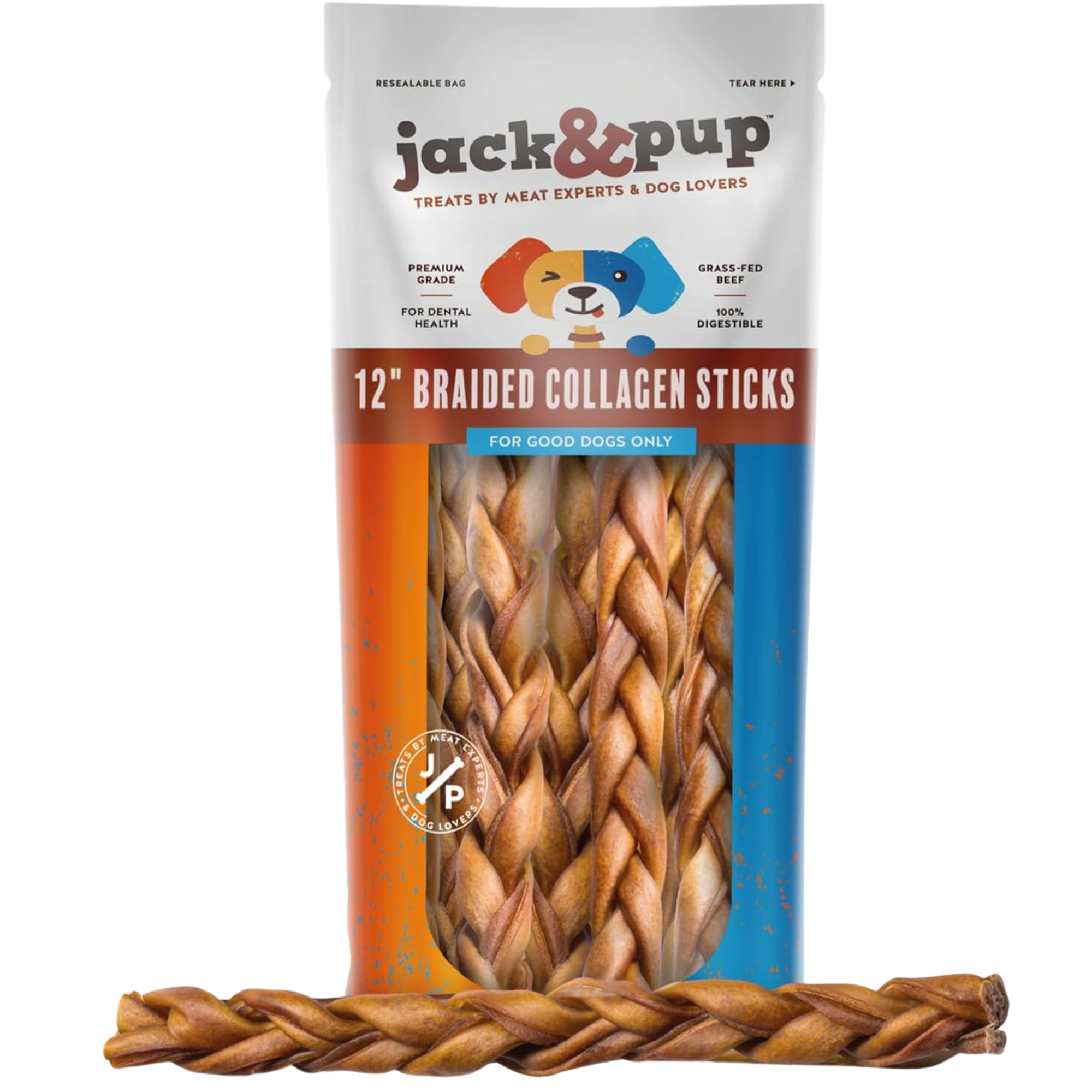 Braided Collagen Sticks - 12 Inch - Jack&Pup