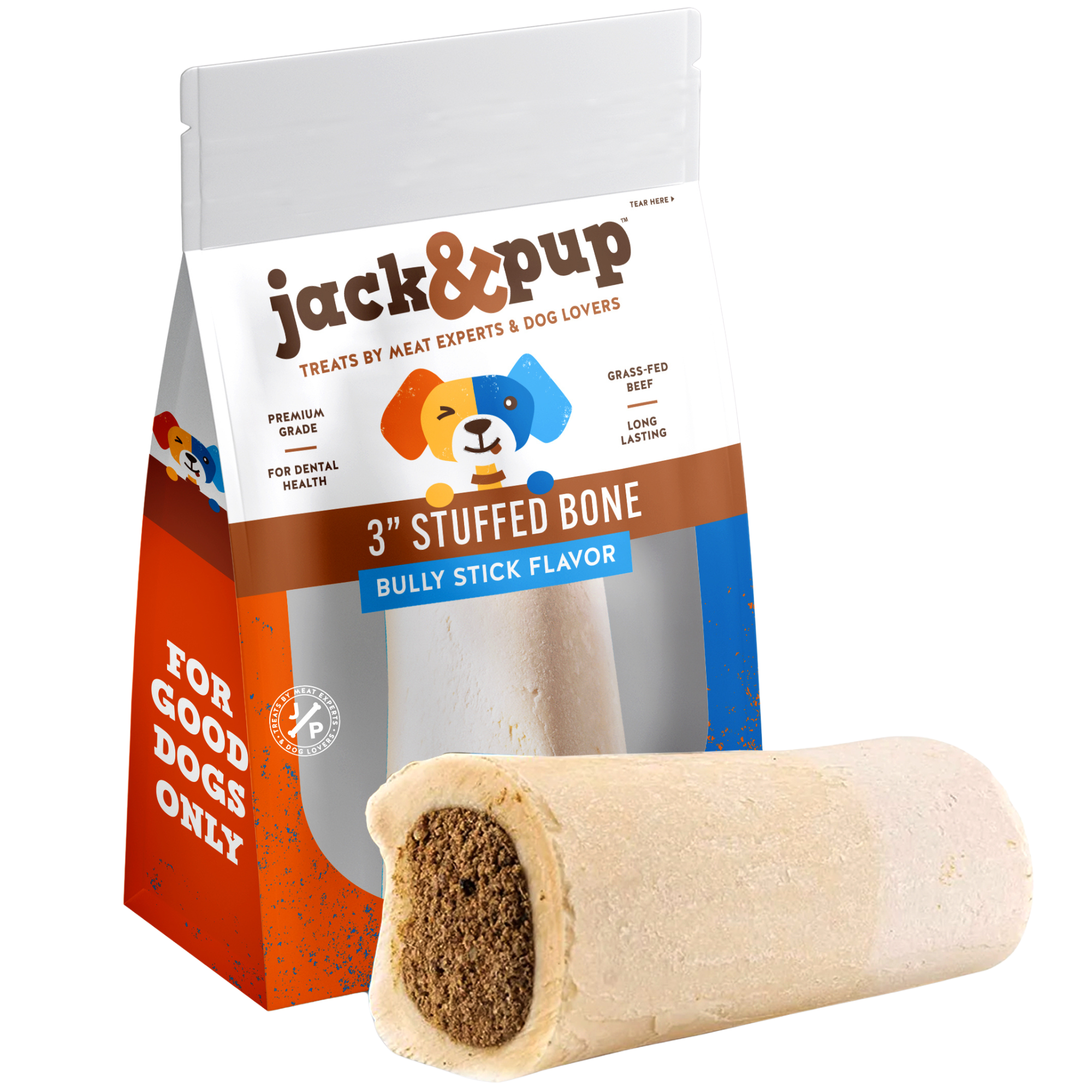 Bully Stick Stuffed Bones - 3 Inch - Jack&Pup